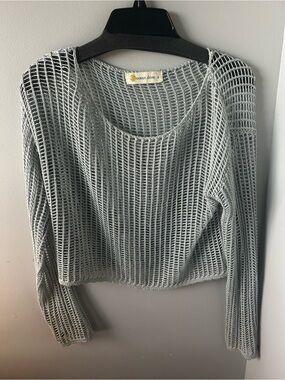 Ocean Drive Light Blue Open-Weave Knit Top